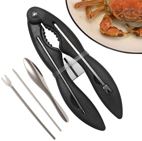 Set di strumenti per cracker di frutti di mare, cracker di aragosta e picchi, 4 strumenti per la raccolta di pinze per granchio in acciaio inossidabile, strumenti ergonomici antiscivolo per frutti di