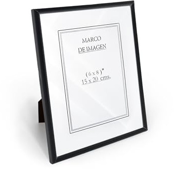 SHANN Marco de Fotos 15x20 cm con Soporte y Cristal – Marco Decorativo de Plástico, Negro, para Escritorio o Pared – Varios Tamaños Disponibles