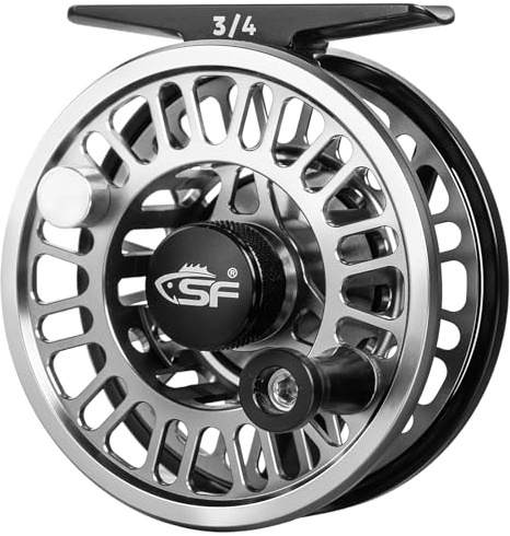 SF SF-003 Pro mulinello da pesca a mosca per acqua dolce, processo di lavorazione di precisione CNC, sistema di trascinamento liscio, corpo in alluminio leggero, 3/4 wt, finitura bicolore grigio canna