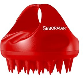 Seboradin Kopfhaut Massagebürste - Kopfmassage Bürste Shampoo - Silikon - für Nasses und Trockenes Haar - Rot