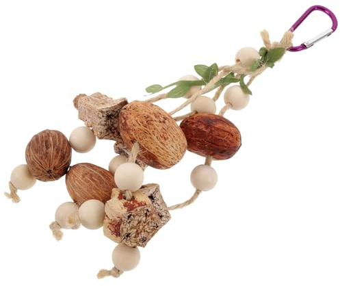 CORHAD Juguete de Pájaro Grande para Masticar y Búsqueda de Alimento, Colgante de Madera Natural de Piña, Accesorio para Jaulas de Loros y Aves, Juguete Divertido y Resistente