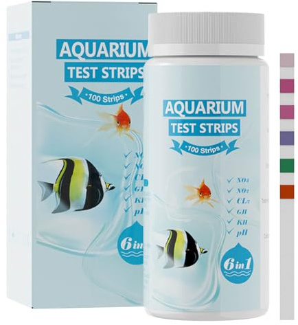 Aquarium Test Strips, 100pcs Pond Analysis Papers, 6-in-1 Water Quality Checker, Fish Tank Test Kit, Pool Spa Tub Testing Sheets, Saltwater Freshwater Monitoring Tool, Beginner Hobbyist Travel Use