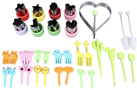 Cloimei Juego de 55 cortadores de sándwich y sellador para cortadores de verduras de acero inoxidable y mini cortadores de galletas, herramientas divertidas para hacer almuerzos, f