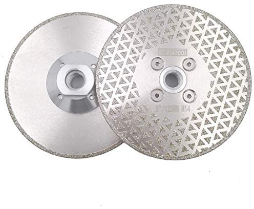 DT-DIATOOL Diamantscheibe 2 Stücke 125 mm x M14 Galvanisch Trennscheibe und Schleifscheibe für Harte Fliesen Keramik Feinsteinzeug Granit Marmor