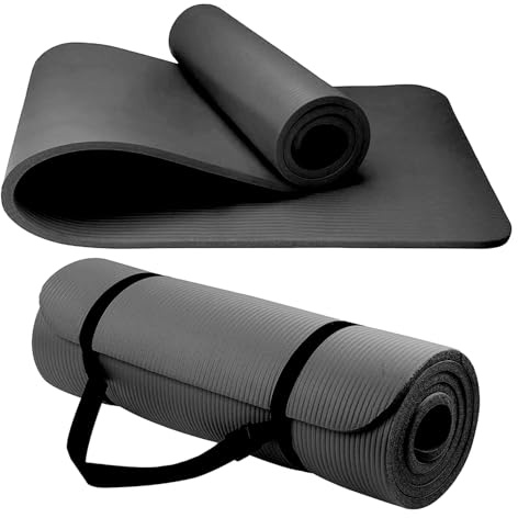 Yoga Mat Unisex Non-Slip Thick Foam Fitness Exercise Mat (10mm) Comes with Carrying Strap Lightweight Home Gym Workout Equipment for Yoga, Pilates, Stretching, Gymnastics Training & Camping