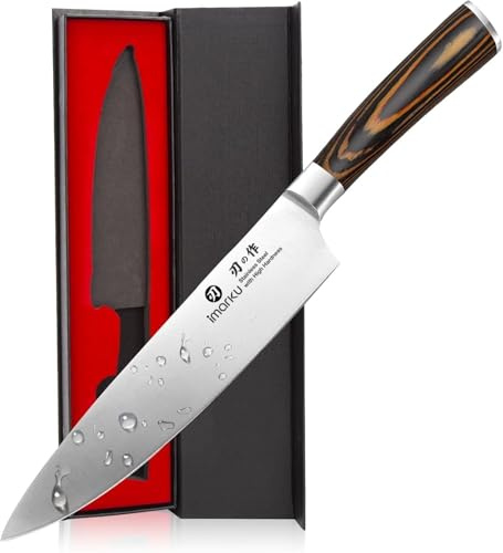 imarku Chef Knife - Pro Kitchen Knife 8 Inch Chef's Knives Japanese HC Steel Sharp Paring Knife with Ergonomic Handle, Tawny Handle, Best Gifts for Men and Women, Gyutou knives