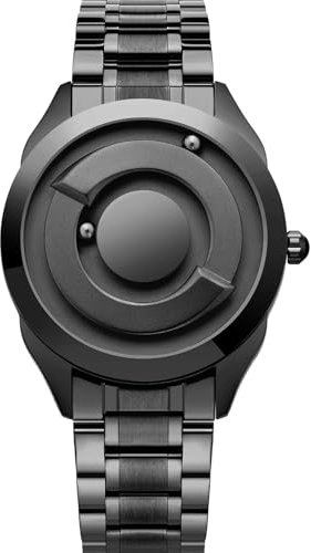 EUTOUR Herrenuhr Damenuhr Paar Uhren Magnet Uhr kein Glas Kugellager Uhren Quarz Armbanduhr mit Edelstahl Armband Schwarz-40mm