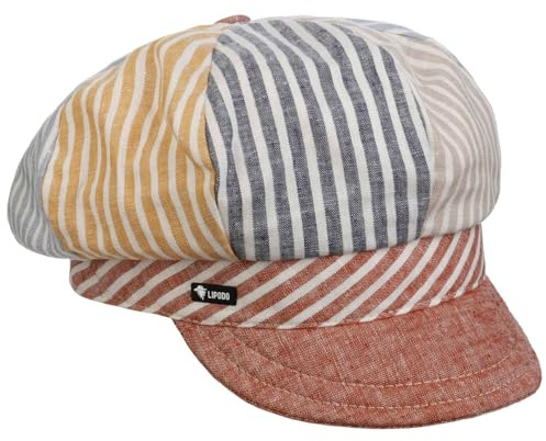 Lipodo Multicolour Stripes Balloon Cap Linen Visor Patchwork Made in Italy Women Summer