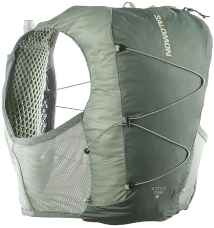 Salomon Active Skin 8 Set, Poches Poitrine Easy Hydration, Precision SensiFit Comfort, Rangement Marathon avec Poches sécurisées, Gilet de Trail Running