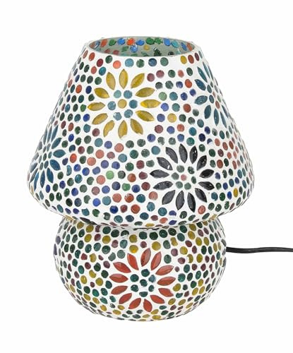 SIGNES GRIMALT Lampe ethnique d'inspiration orientale, Verre et Céramique colorée, Hauteur 22 cm