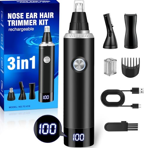 Cortapelos Nariz y Oreja 3 en 1 Cortapelos de nariz Corta Pelos Oreja USB Recortadora Indoloro Pelos Nasal Orejas Cejas y Vello Facial Quita Pelos Resistente al Agua Recargable para Hombre y Mujere
