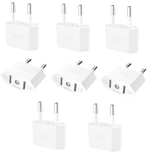 VIEVRE 8-Pack US to EU Power Adapter, Travel Stecker for Deutschland - 2-Pin White