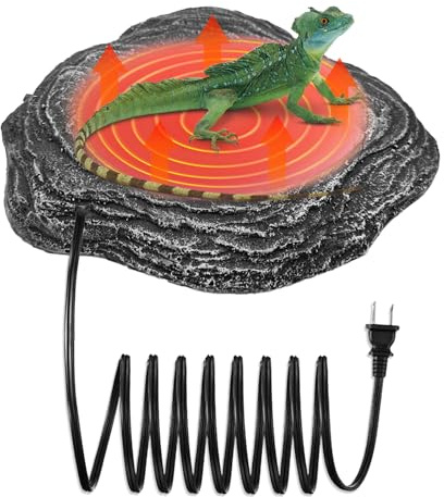 WEIYOONS Reptile Heat Rock Terrarium Tank Heating Pad Thermostatic Controlled Heated Mat Basking Platform for Bearded Dragon, Lizard, Snake, Chameleon, Turtle, Leopard Gecko