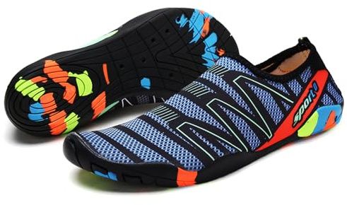Escarpines Hombre Mujer Zapatillas de Agua Playa y Piscina Barefoot Calzado Minimalista Zapatos Pies Descalzos Water Shoes Calcetines Natacion para Actividades Acuáticas(2# Azul Oscuro, 37 EU)