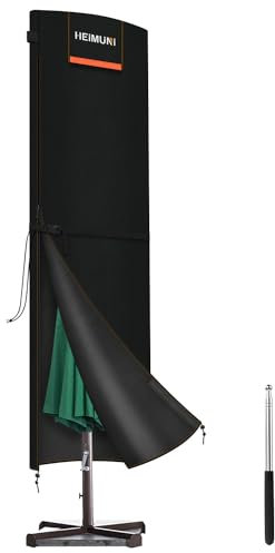 HEIMUNI Funda Parasol 3m Funda Sombrilla Exterior Impermeable 420D Oxford Anti UV Funda para Sombrilla Colgante de Ø3-4,5m, Funda Protectora para Parasol con Cremallera 250x64/64cm