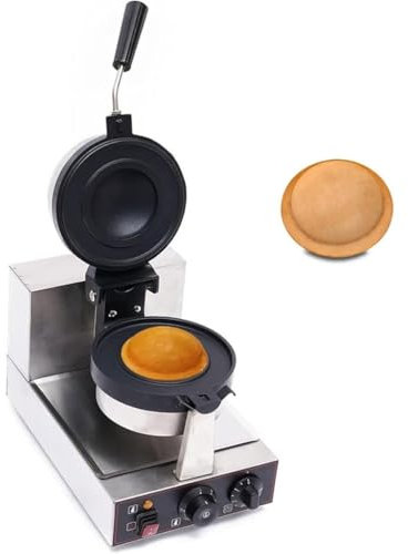 Macchina per Waffle Elettrica Macchina per Gelato Macchina per Waffle per Hamburger, Macchina per Cialde Commerciale Rotonda Cialde per Cottura 50~300 ℃ Uso Domestico Temperatura Regolabile,Singlehead