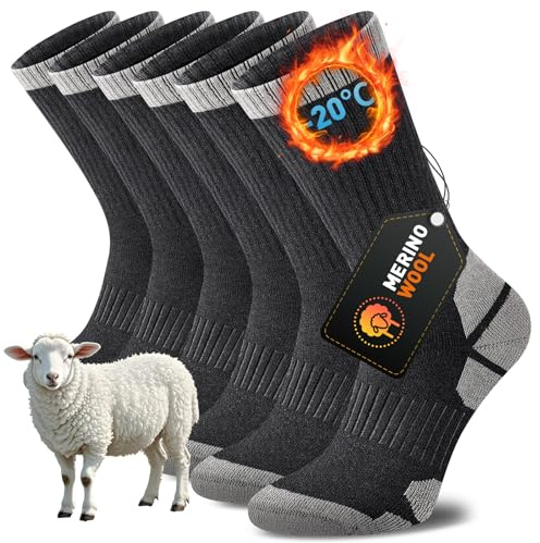 Niorasen Calcetines de Lana Merino para Hombre y Mujer, Termicos Gruesos y Cálidos sin Costuras, para Invierno y Frío Extremo, Ideal para Trekking, Senderismo, Running, Ciclismo, Trabajo, 3 Pares