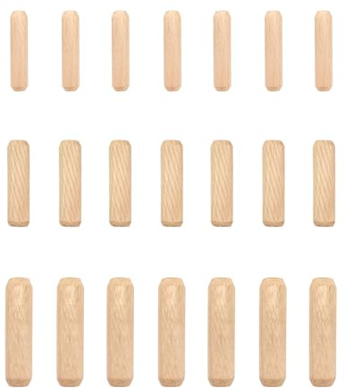Quacc 21 PCS Wooden Dowels Assorted Set, M6 M8 M10 Hard Wood Pegs Grooved Fluted Woodwork Pins Wooden Plugs for Screw Holes Furniture DIY Craft Carpentry