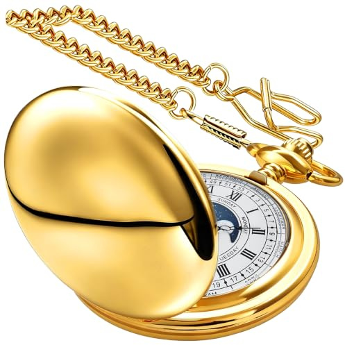 Pocket Watch Moon Phase Calendar Roman Numerals Scale Pocket Watches