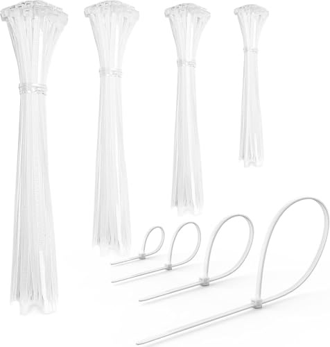 Offgridtec Kabelbinder, Nylon 66, UV- und wetterbeständig, mit dreifachen Arretierzahnen, Zugfestigkeit 18 kg, für DIY, Werkstatt & Büro, Längen 100 mm, 150 mm, 200 mm, 300 mm (200 Stück, Weiß)