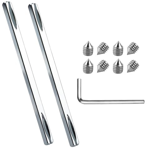 Hohitenz Juego de 2 cuadradillos 8×150 mm de acero – Husillo para manilla & pomo – Eje cuadrado para manilla/roseta y cerradura de puerta interior – Incluye tornillos M6
