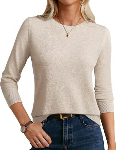 GRACE KARIN Fall Cashmere Sweaters for Women 2026 Classic Wool Crewneck Sweater Long Sleeve Work Sweaters for Office