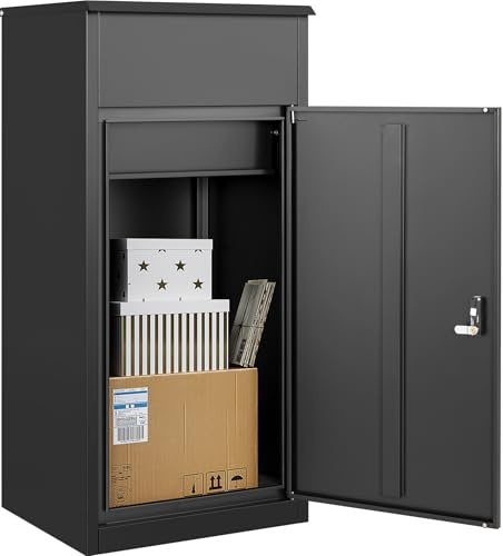 Large Package Delivery Box for Outside with Combination Lock,Parcel Drop Boxes Secure Storage, Anti-Theft Steel Parcel Box, Package Delivery Boxs for Home,Porch, Fence,Curbside (41.3H)