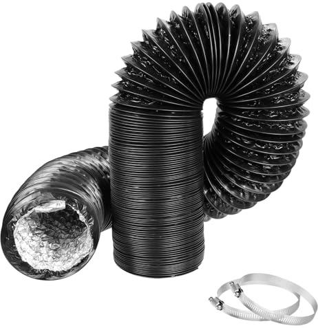 Aluminium PVC Ventilation Air Ducting 100mm x 4m Flexible Vent Hose Pipe with 2 Clamps for Universal Tumble Dryer