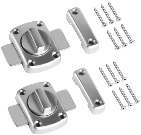 2 chiavistelli antifurto per porta, serratura per porta, serratura interna, serratura per porta interna, serratura per porta interna, armadietto, bagno, WC, serratura con bullone girevole