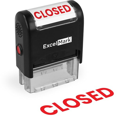 ExcelMark Closed - Self-Inking Rubber Office Stamp - Red Ink