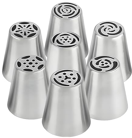 Juego de 7 boquillas de manga pastelera de acero inoxidable con flores grandes para manga pastelera