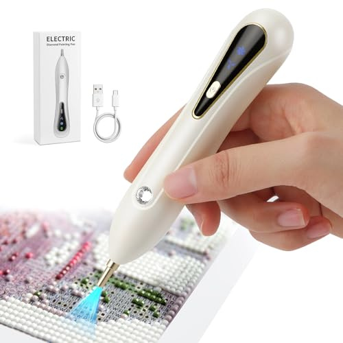 Electric Diamond Art Pen, Electric Vacuum Diamond Painting Pen for Adults, Wireless&Quite, No Wax, Long Battery Life, Light Weight, Ergonomic Design, Diamond Painting Tools for Women Girls
