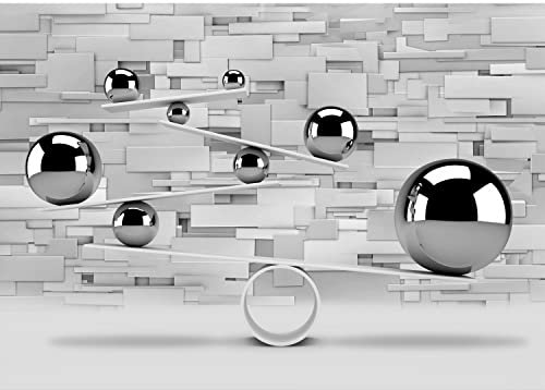 Runa Art Papel tapiz fotográfico La piedra abstracta 3D esferas Moderna Lana Sala Cuarto Salón - Made in Germany - gris 9153010c