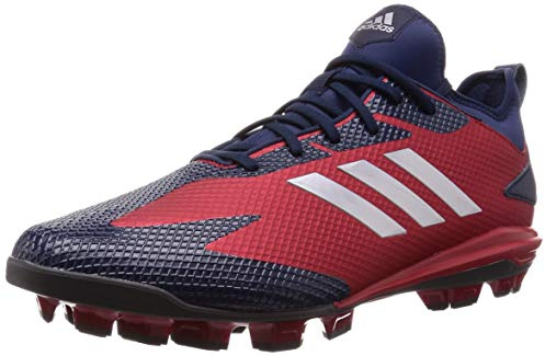 adidas Adizero SP Point Baseball Shoes Molded Cleats (Power Red Silver Navy, UK Footwear Size System, Adult, Men, Numeric, Medium, 8.5)