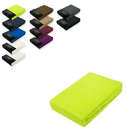 EXKLUSIV HEIMTEXTIL Frottee Spannbettlaken 200 x 220 cm 80% Baumwolle, 20% Polyester Öko - Tex Zertifiziert, Markenqualität, Matratzenhöhe bis 35 cm, Apfelgrün