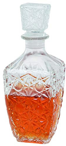 your castle Botella de Vidrio con Tapa de Vidrio para Whisky, Coñac, Licor Decantador de Whisky Decantador de Botellas de Whisky 900 ml, 23x9x9cm