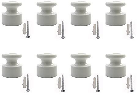 Lot de 8 isolateurs en porcelaine pour câble textile pour installation électrique vintage, diamètre : 20 mm
