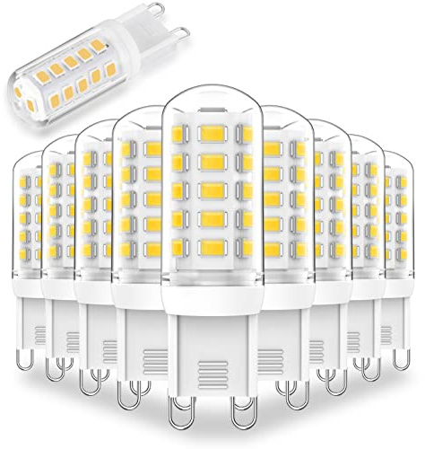 Lososuch G9 Dimmable LED Light Bulb 3W Daylight White 6000K,40W 60W Halogen Equivalent, G9 Bulb 350 LM AC 120V for Chandelier Wall Pendant Ceiling Lighting Lamps No-Flicke,10-Pack