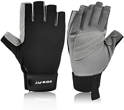 Intra-FIT Gants d'Escalade en Cuir Synthétique Anti-Abrasion pour Travail, Sport, Descente en Rappel, Alpinisme, Aventure, Sports de Plein Air et Sauvetage