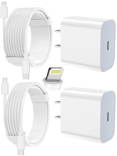 iPhone Charger Fast Charging 2 Pack Type C Wall Charger Block with 2 Pack [6FT&10FT] Long USB C to Lightning Cable for iPhone 14/13/12/12 Pro Max/11/Xs Max/XR/X,AirPods Pro