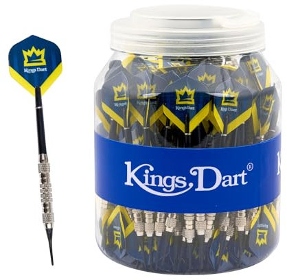 Kings Dart Dartpfeile-Set | 100 Marken Softdart-Pfeile für elektronische Dartscheiben | 100% Messing-Barrel, Longlife-Spitzen, Nylonschaft, Fullsize-Flights | 18g | L: 15 cm