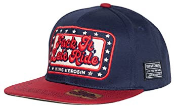 King Kerosin Herren Snapback Cap Baseballcap Aus Baumwolle Meshcap Trucker Cap Mit Netz Kappe Curved Brim Schirmmütze Größenregulierbar Winter/Sommer La Design Fuck It - Lets Ride