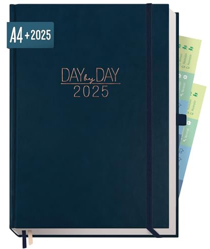 Häfft® Organizer Day by Day Maxi 2025 A4 “Nachtblau” 1 Tag 1 Seite - Tageskalender, Tagesplaner, Terminkalender, Terminplaner, Buchkalender - nachhaltig & klimafreundlich