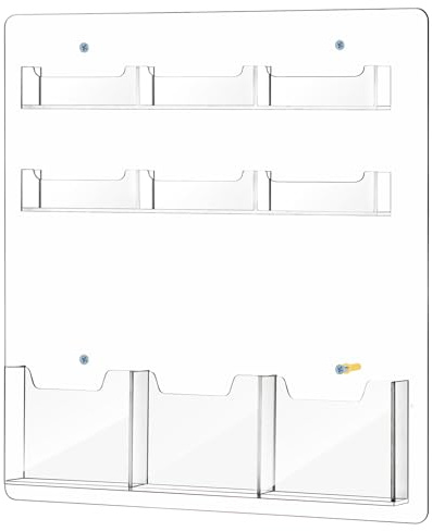 Moorovgi Support mural en acrylique pour brochures et brochures avec porte-cartes de visite (acrylique-3)