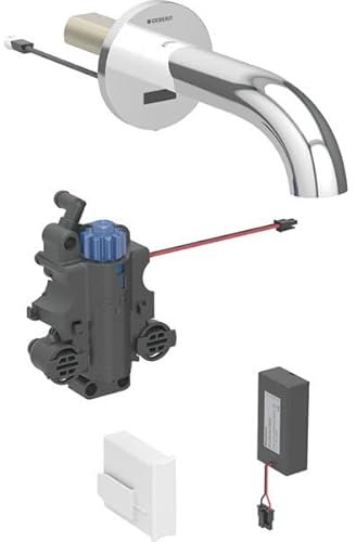 Robinetterie de lavabo Geberit Piave, saillie 170mm, avec mitigeur thermostatique, alimentation par pile, pour boîtier de fonction encastré, 116.268.21.1, Couleur: Chromé brillant