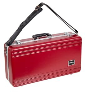 Crossrock ABS Trumpet Case for Bb Horn | Red Finish, Black Velvet Interior, Security Lock, Metal Feet & Detachable Strap