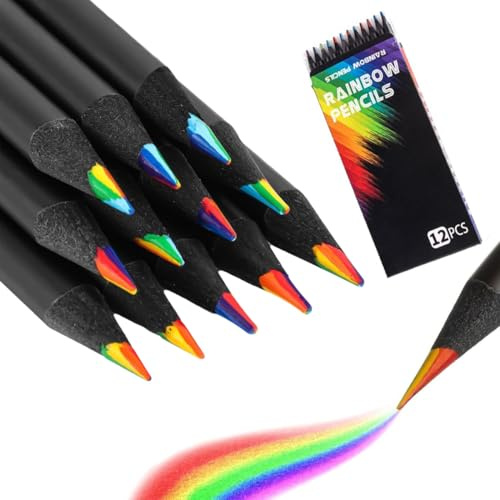 12 Piezas de Lápices de Colores,Lápices de Colores de Arcoiris para Niños,Lápices Multicolores para Dibujo Artístico,para Dibujo,Colorear,Bocetos,Escuela,Aula