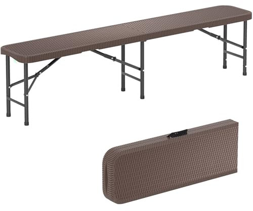 COSTWAY Banco Plegable 180 x 30 cm, Banco Plegable Portátil Superficie de HDPE, Camping Jardin Terraza Exterior, Carga 600kg (Banco)