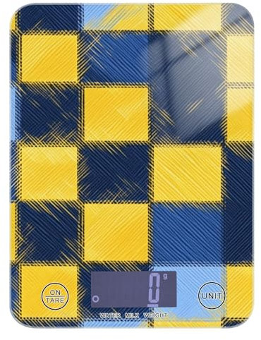 Giallo Blu a scacchi Plaid Perdita di Peso Piccola Bilancia per Cibo per Cucina 5kg/5g Piccola Bilancia Digitale da Cucina con 4 Unità per (Utente) (Utente) (Utente) pesa Digital para alimentos