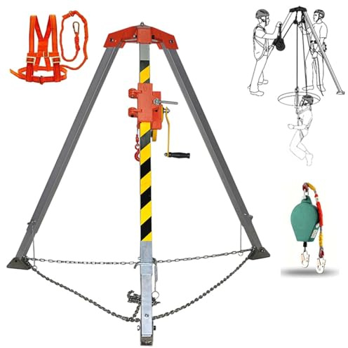 Kit de rescate multifuncional con protección contra caídas, soporte de rescate de emergencia, cabrestante y arnés de seguridad, ideal para espacios reducidos, lugares altos y acantilados, equipo de